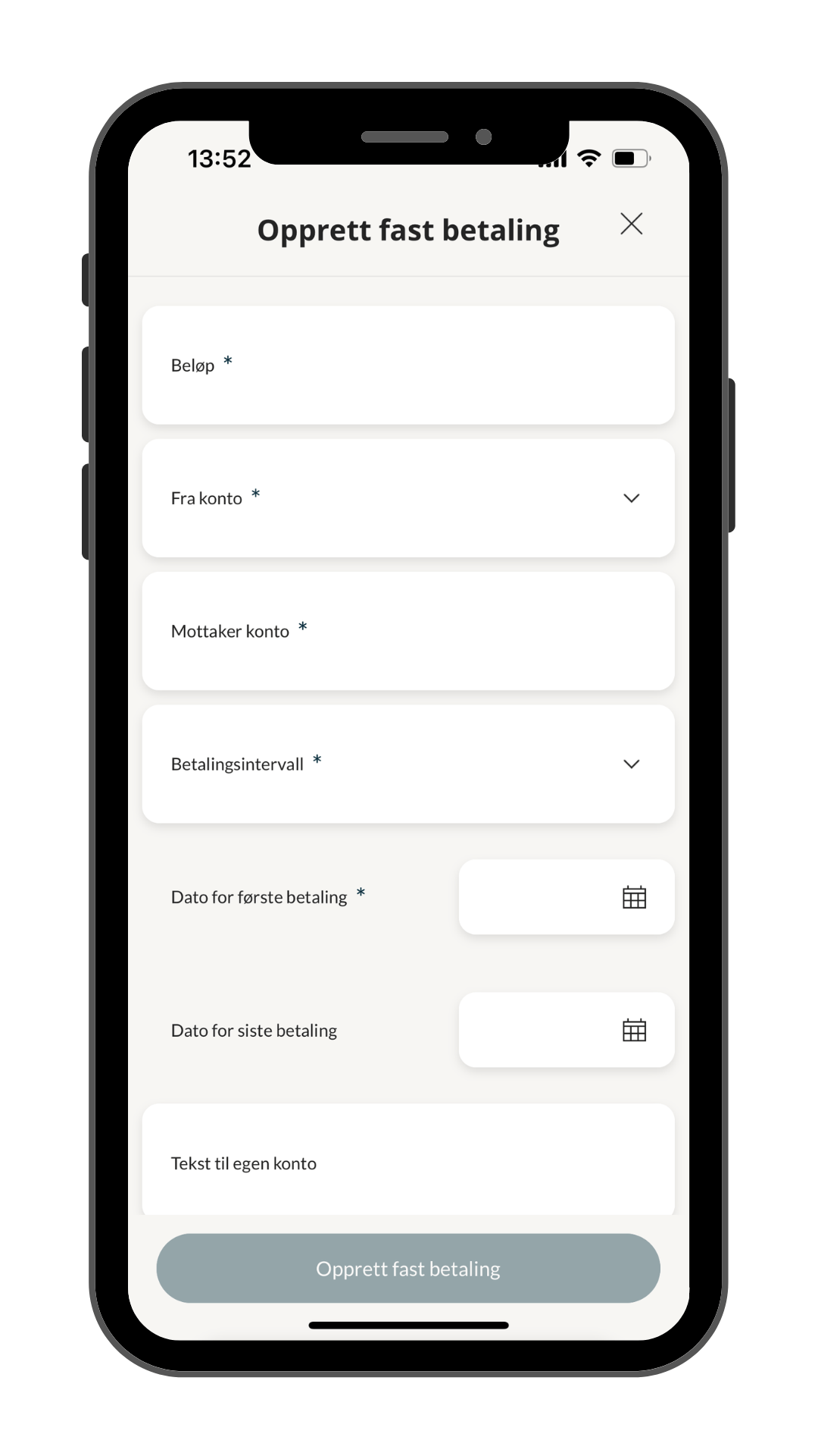Bilde av mobilbank- opprette fast betaling